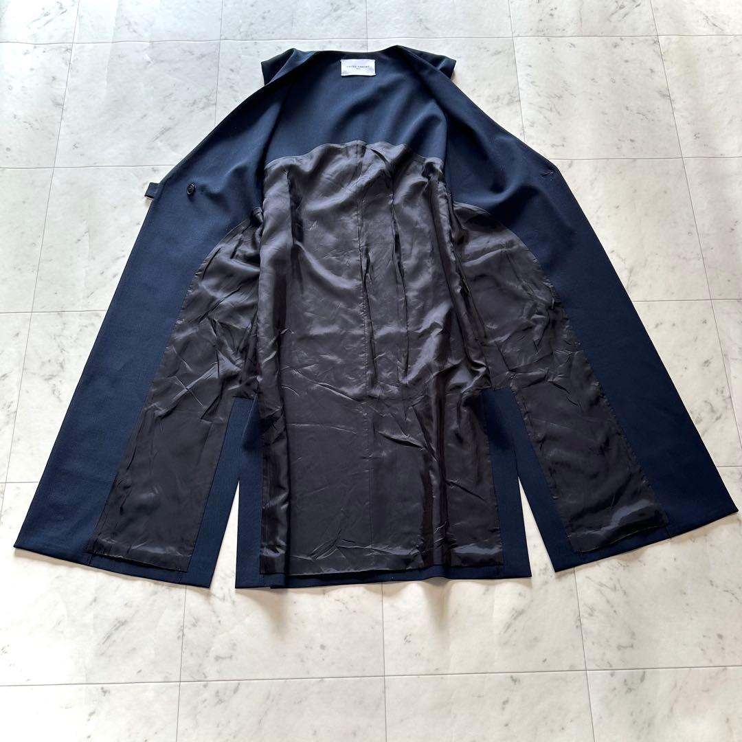 美品　ユナイテッドアローズ ノーカラーロングベスト　ジレ　ネイビー