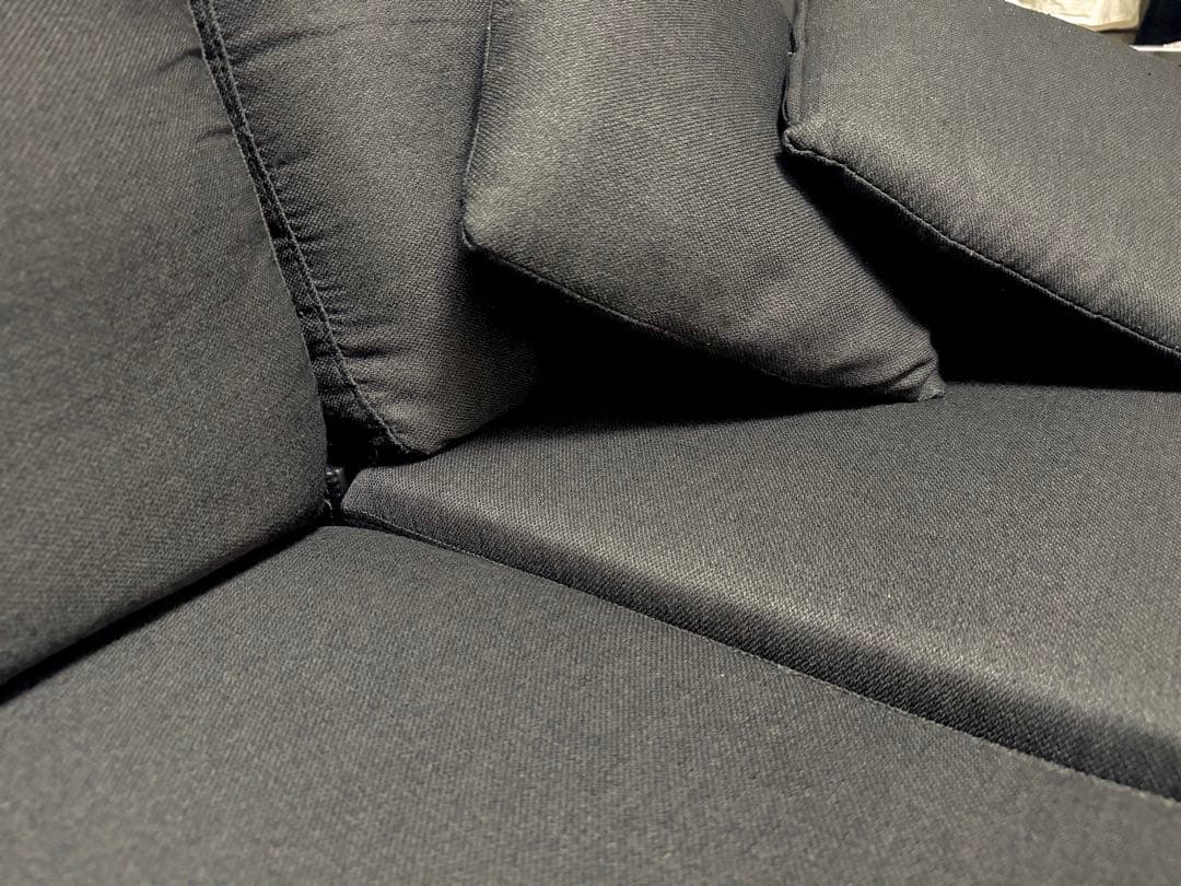 【洗える】３人掛けカウチソファ（チャコールグレー×ブラック）