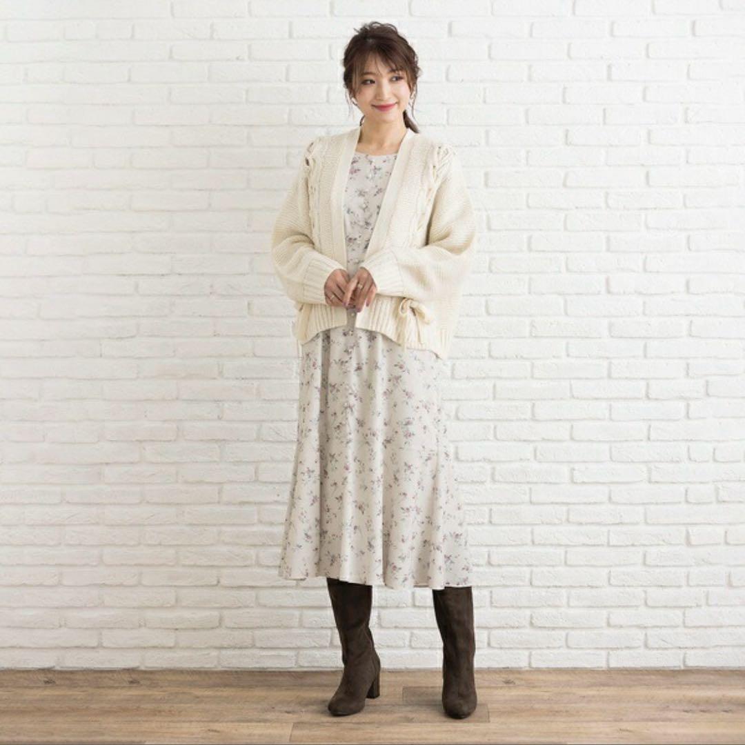 新品　ローズティアラ　オールドローズフロントボタンワンピース　ベージュ　42