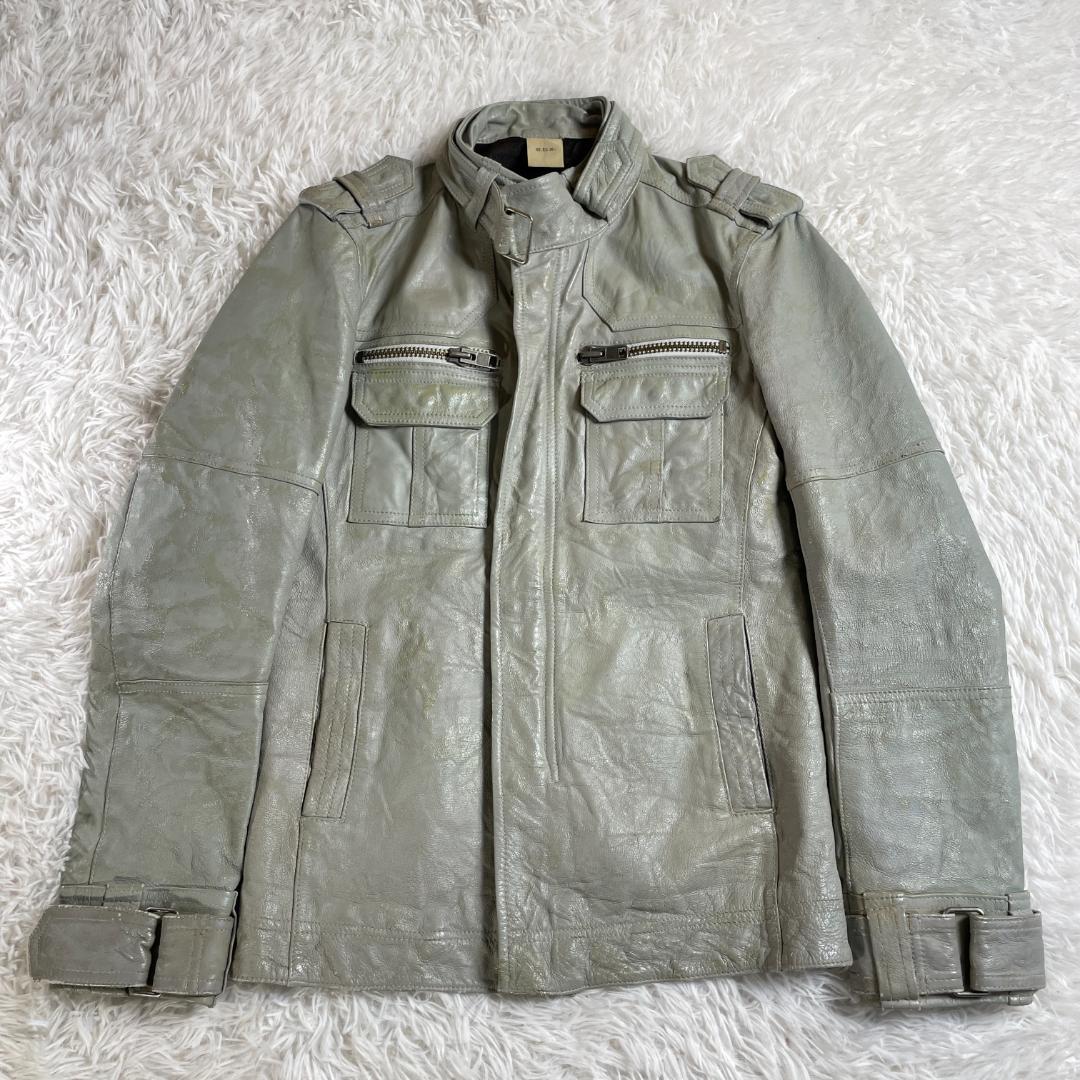 Y2K abx レザージャケット M-65型 豚革 ミリタリー ブルゾン 2