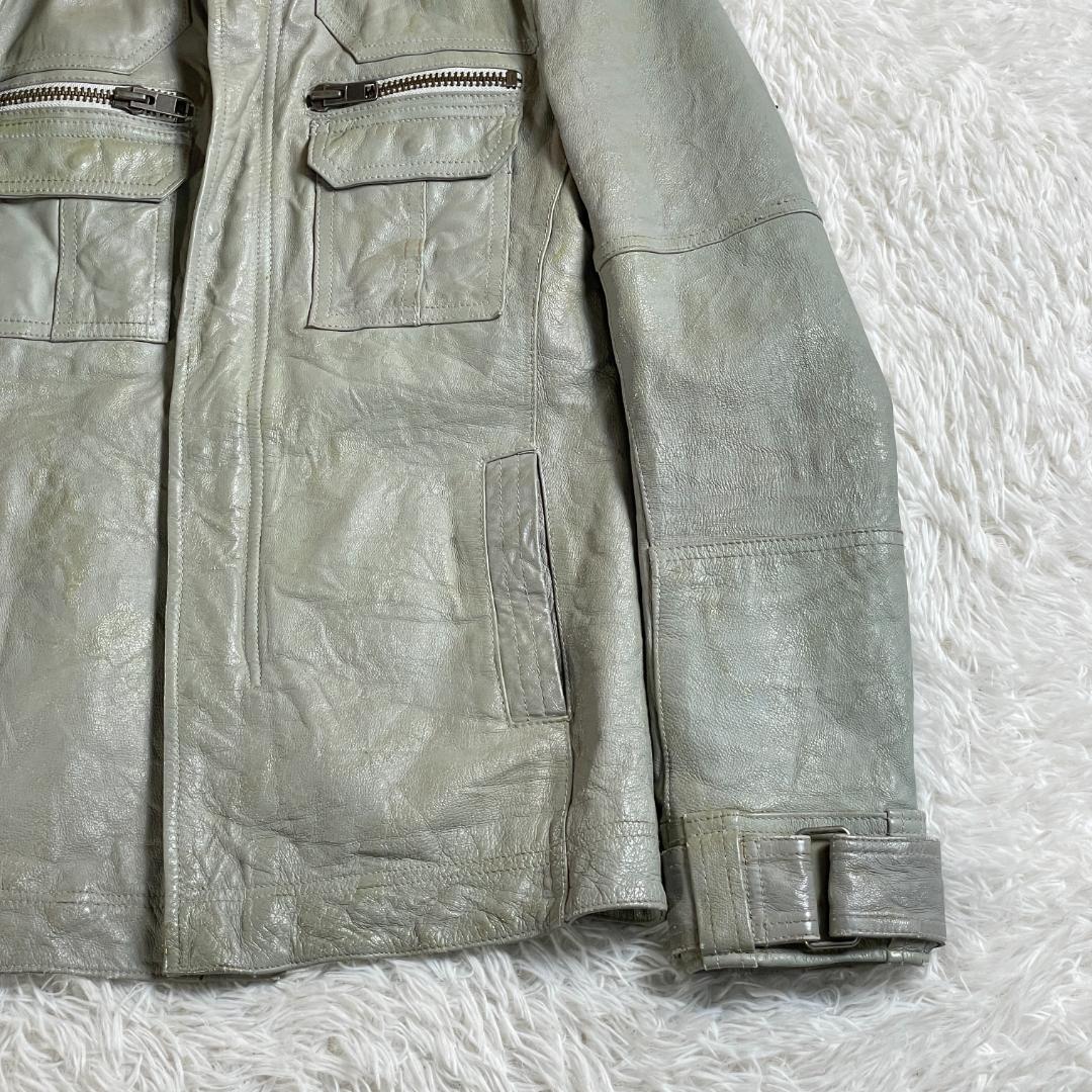 Y2K abx レザージャケット M-65型 豚革 ミリタリー ブルゾン 2
