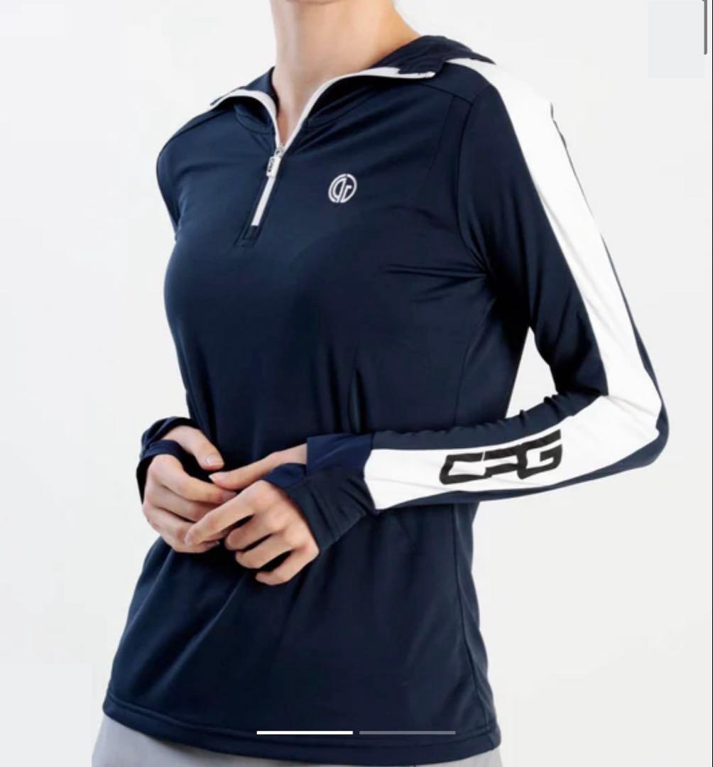 cpggolf フード付き　UVカット　長袖　パーカー　ハーフジップ　指穴　春夏