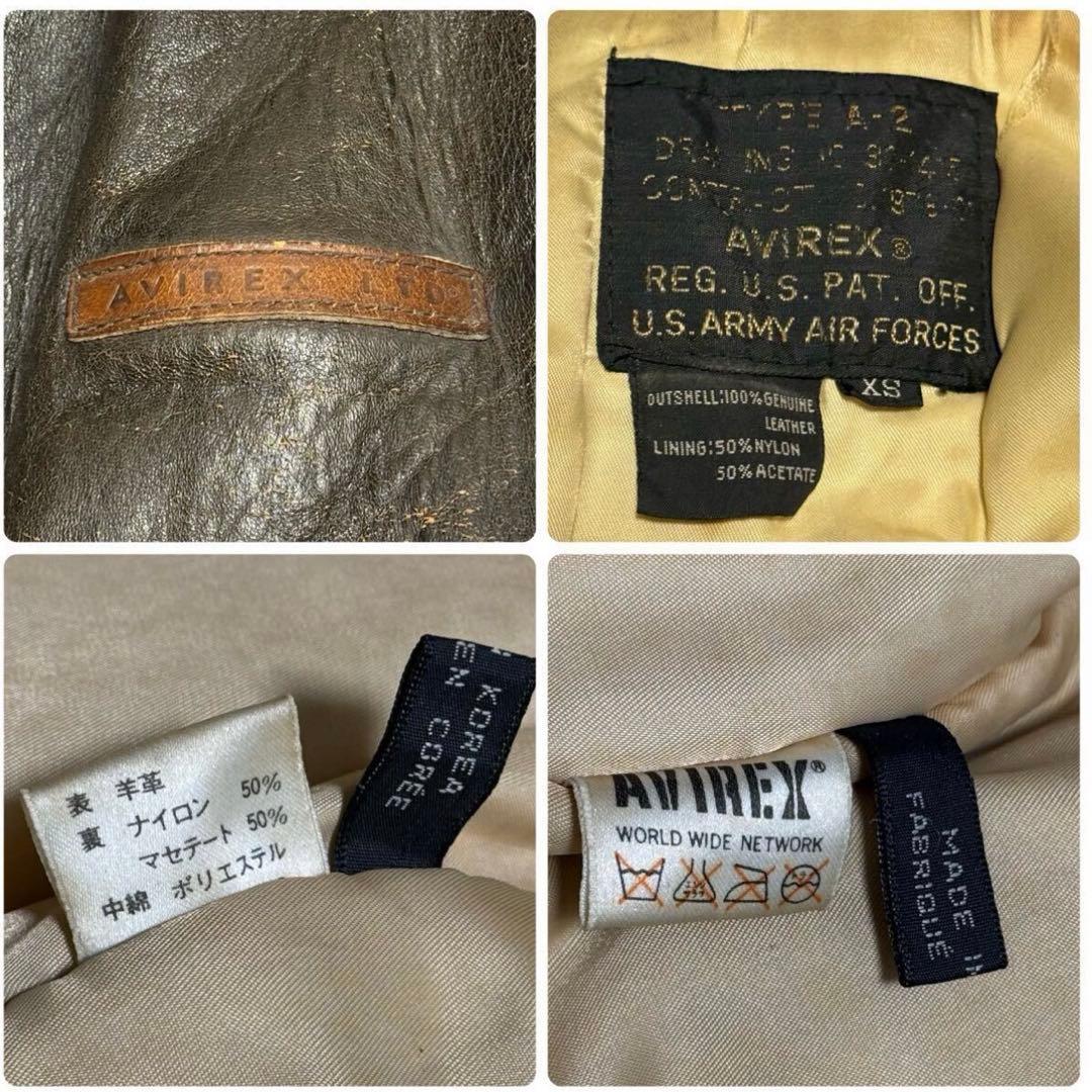 90s AVIREX A-2 フライトジャケット ラムレザー ピンナップガール