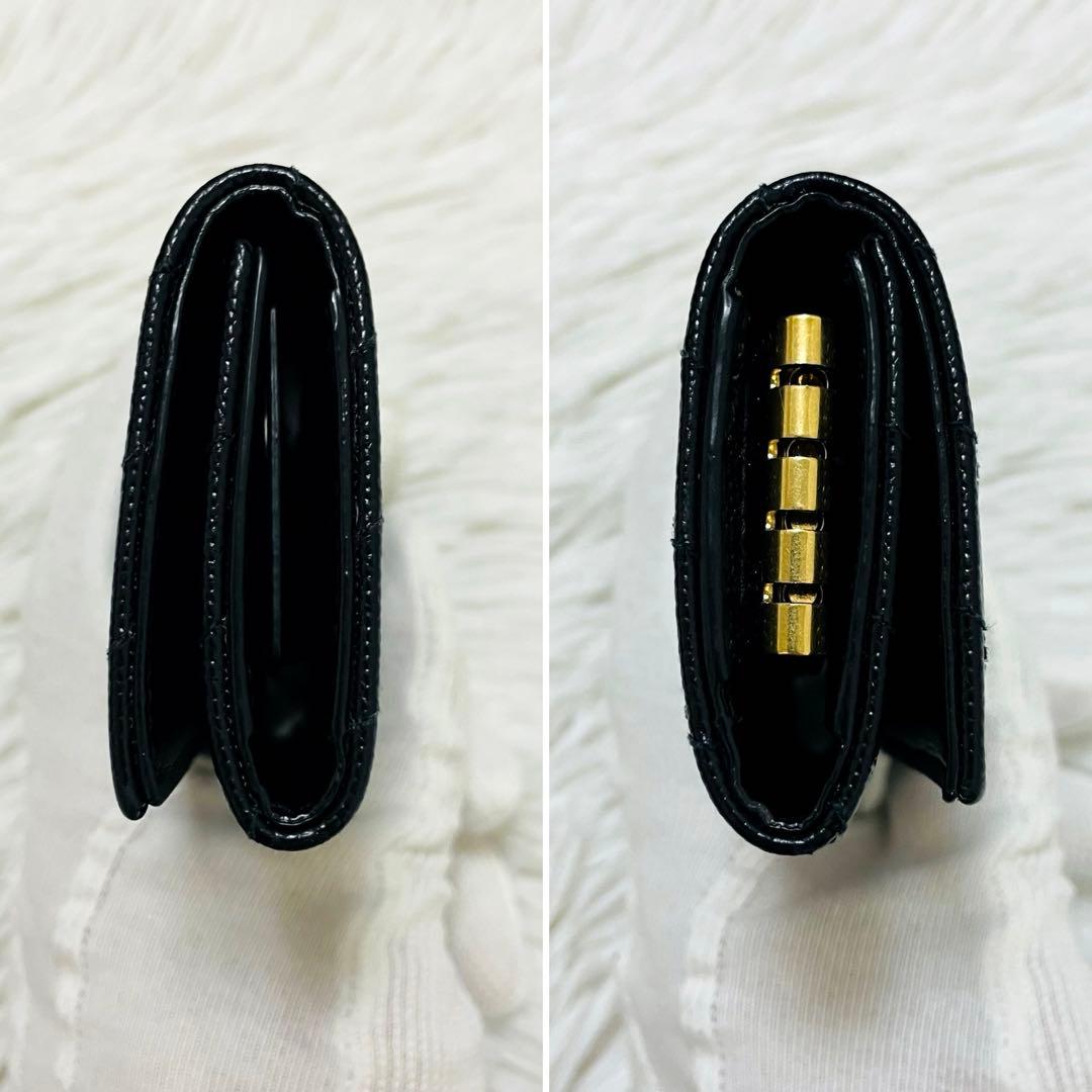 極美✨サンローラン キーケース 4連 キャビアスキン Vステッチ 黒