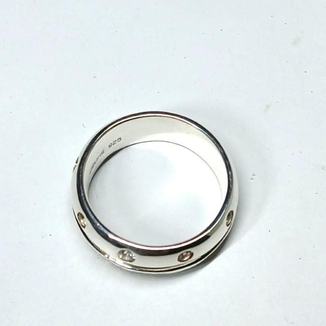 セリーヌ 新品仕上げ済み 極美 リング ロゴ ラインストーン シルバー925