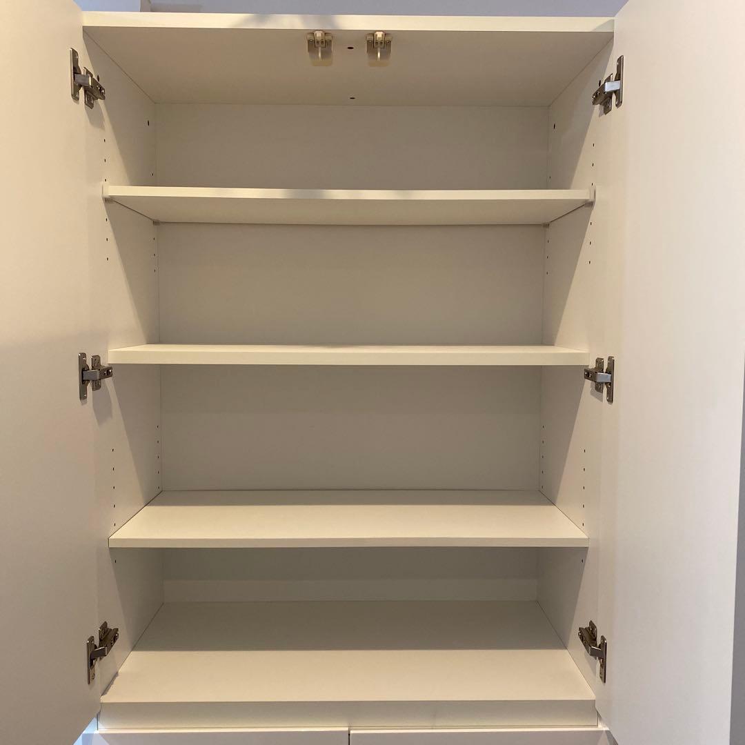 【廃盤レア品】キャビネット ニトリ ポルテ 80DD 光沢 ホワイト 食器棚