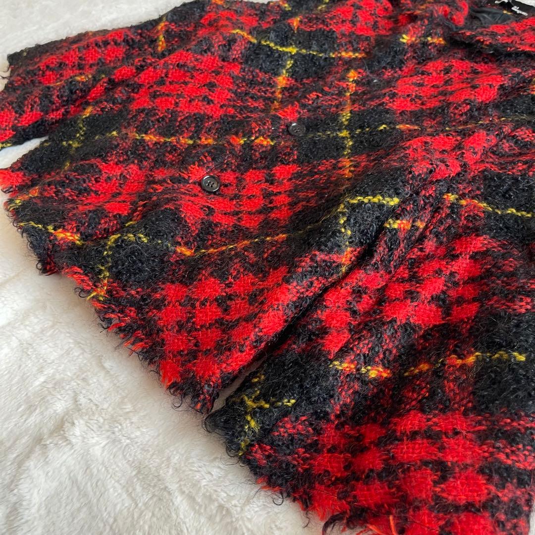 【美品】2002年製トリココムデギャルソン　ポンチョ型モヘヤジャケット　チェック