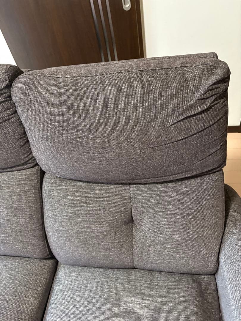 ニトリ 電動リクライニングソファ 3人掛け グレー ファブリック 動作良好