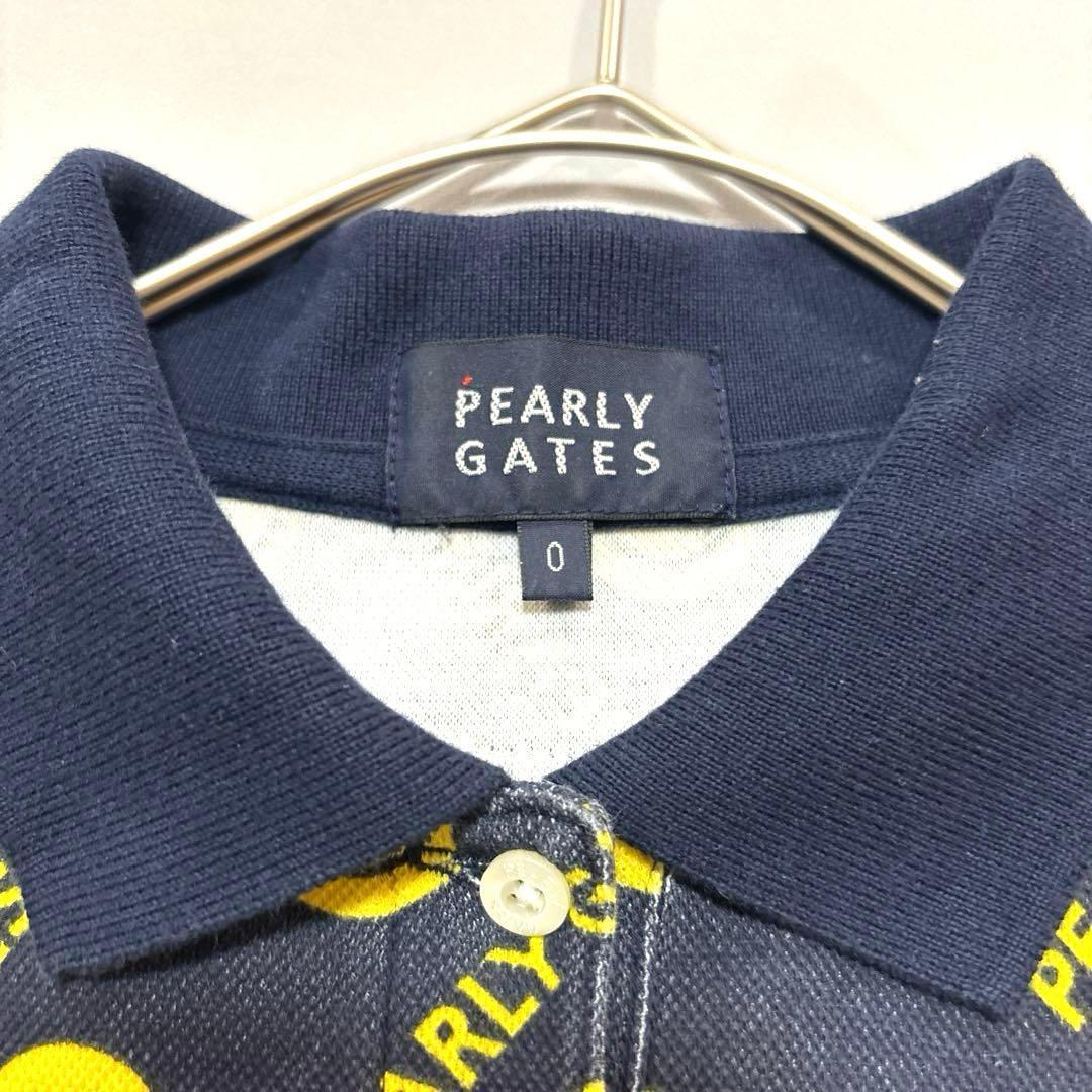 パーリーゲイツ　半袖ポロシャツ　ワンピース　ネイビー　総柄　ニコちゃん　0/S