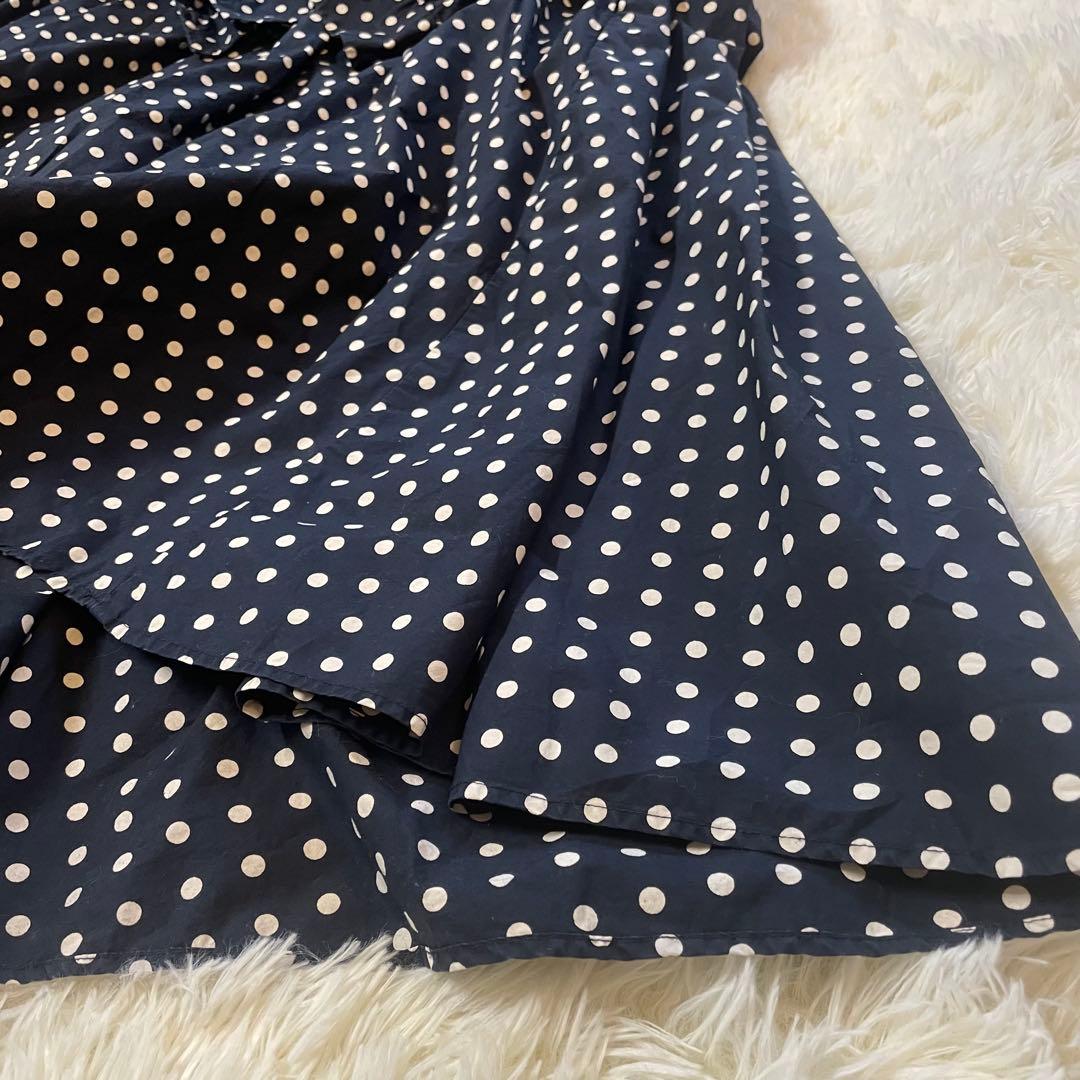 人気♪ ジャーナルスタンダード　ネイビー ドット　コットンロングシャツワンピース