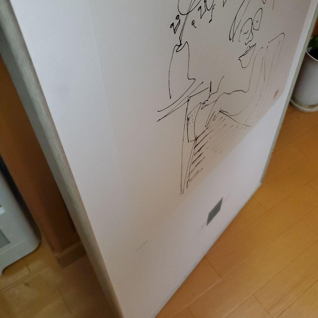 ジョンレノン、リトグラフ線画 鉛筆画 人物と植物