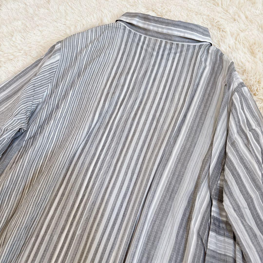 美品☆芽風 センソユニコ ロングシャツワンピース　ストライプ 切り替え マキシ丈