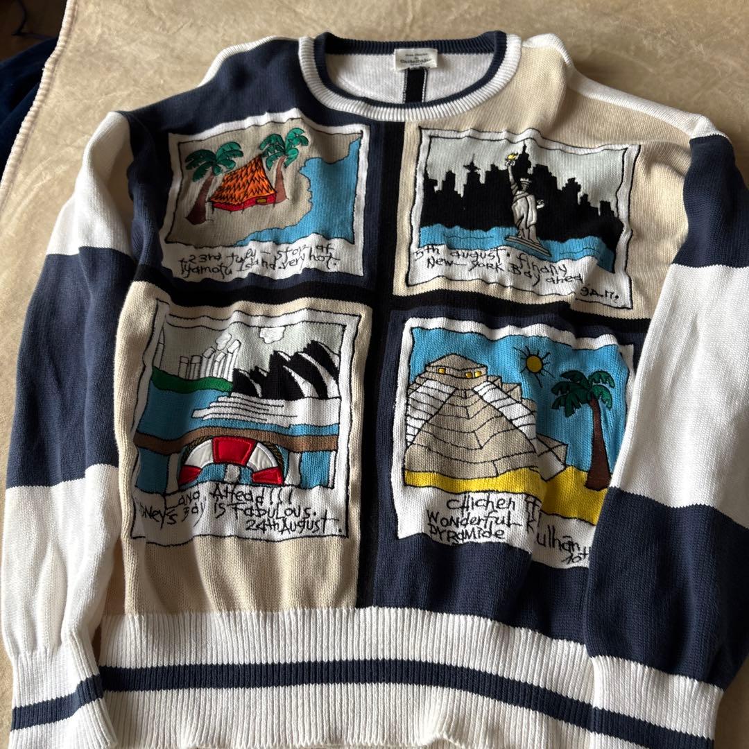 カステルバンジャック観光地刺繍 ニットセーター Lサイズ