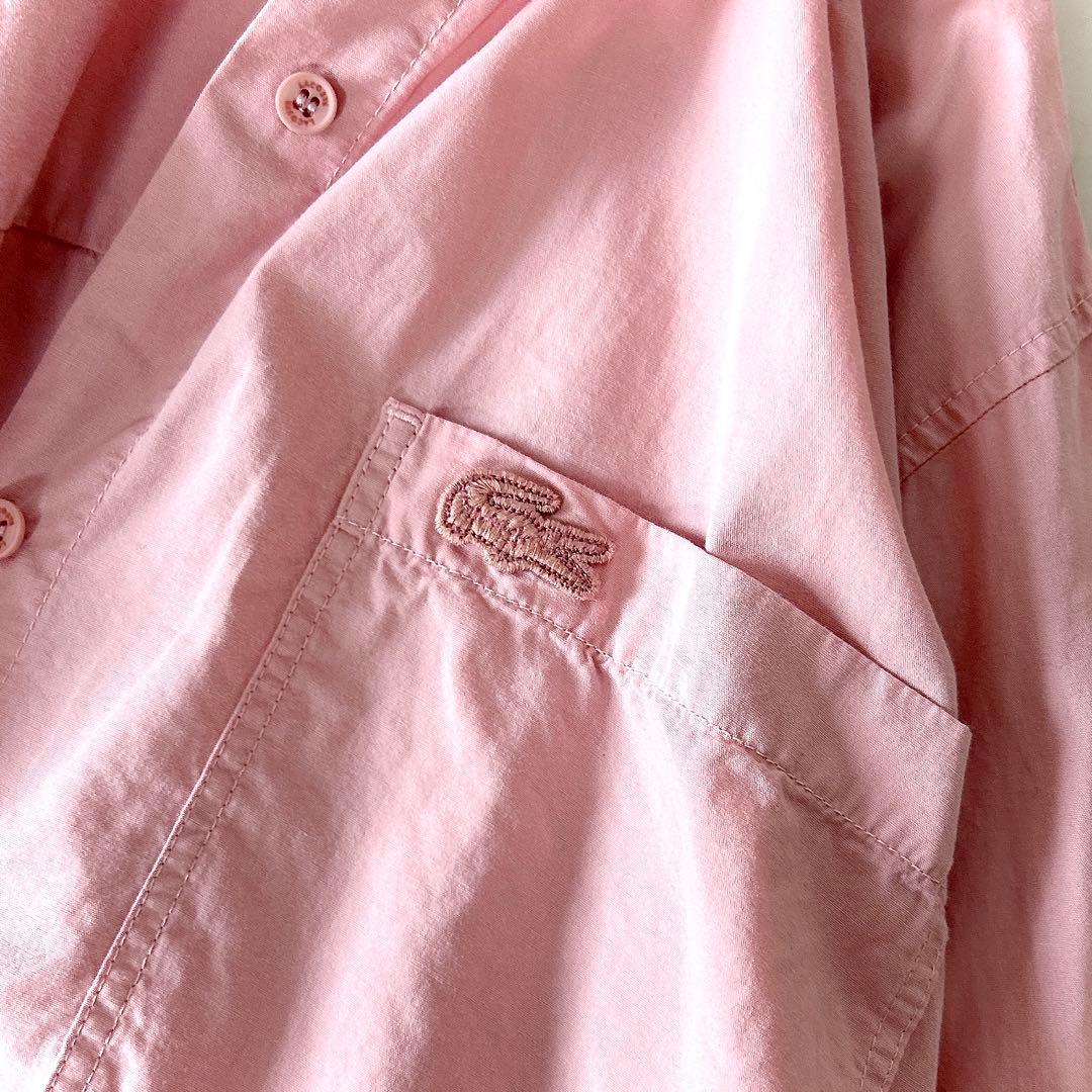 美品 ラコステ ウエストベルト付き シャツワンピース ピンク 40 春カラー