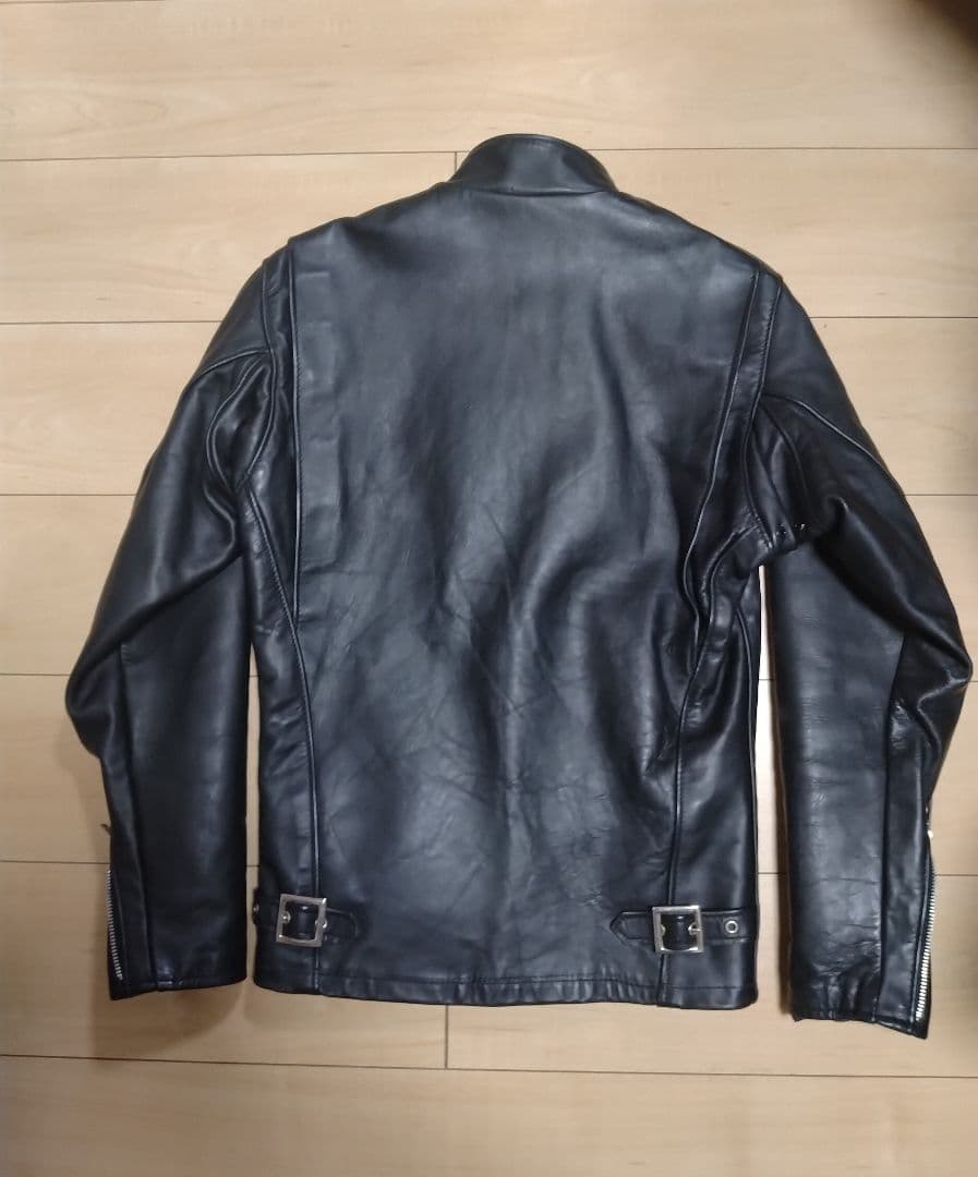 Schott ショットシングルライダース 　　サイズ32 牛革ブラック裏地総柄