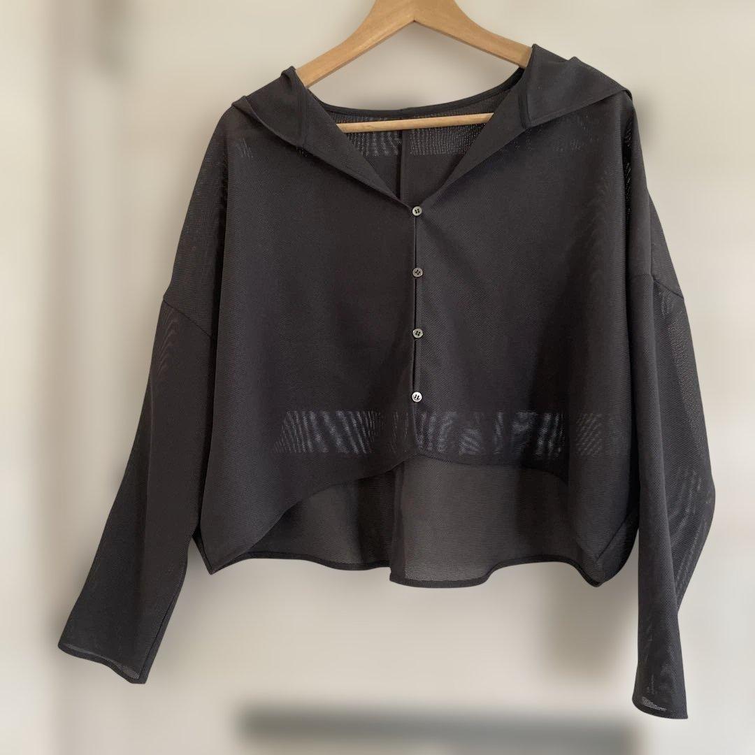★週末限定お値下 新品未使用 NOBLE ブリーズメッシュショートフードブラウス