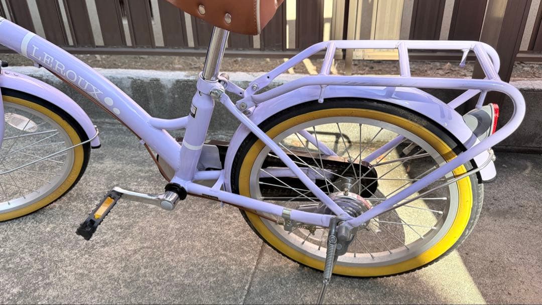 子供用自転車 キッズ ラベンダー 18インチ スタンド 補助輪 引き取り可