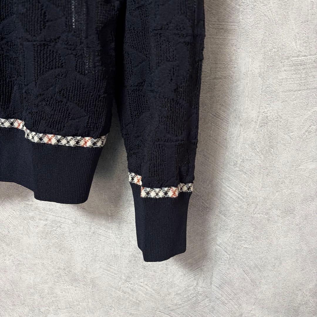 DAKS ネイビー フルジップ ロゴ パーカー シースルー 40 極美品