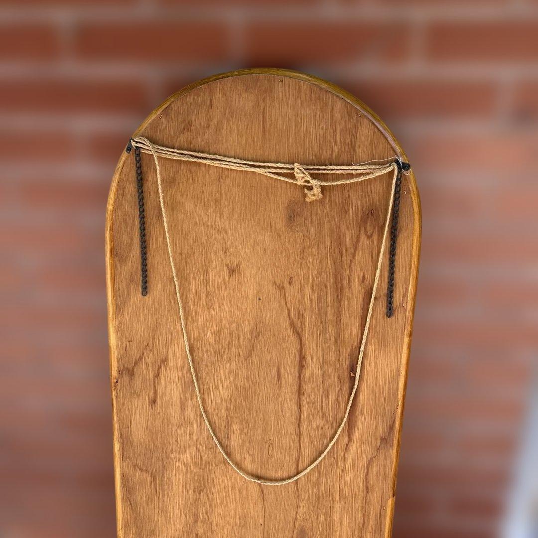 【アンティーク】ラタン　壁掛け鏡　姿見