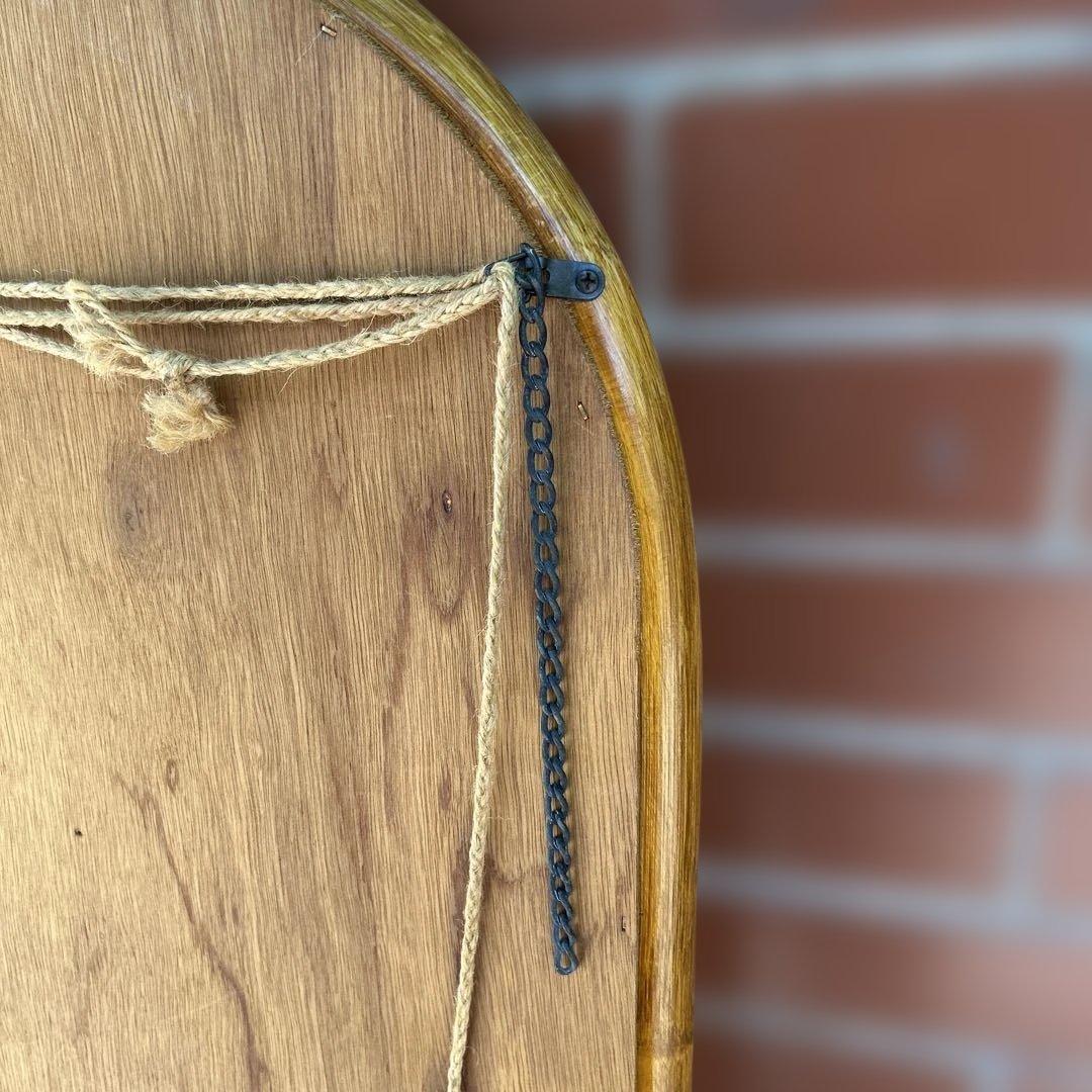 【アンティーク】ラタン　壁掛け鏡　姿見