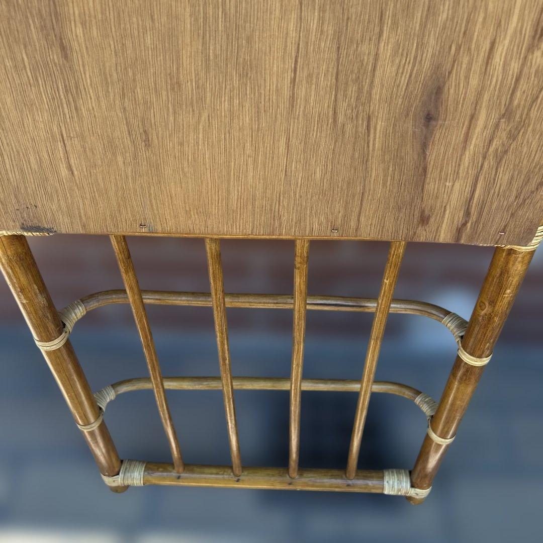 【アンティーク】ラタン　壁掛け鏡　姿見