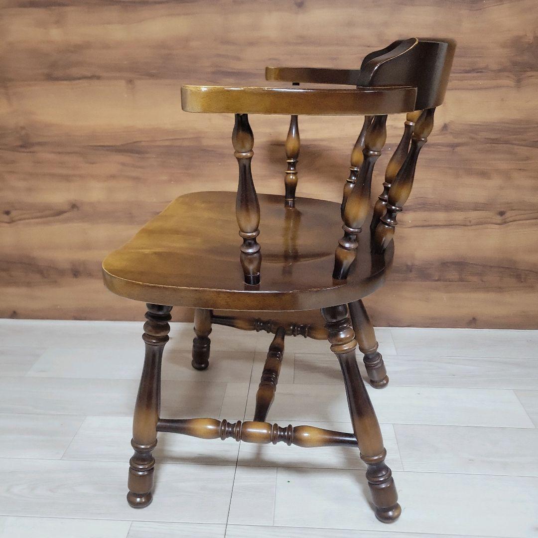 飛騨産業 キツツキマーク 昭和レトロ アームチェア 木製②