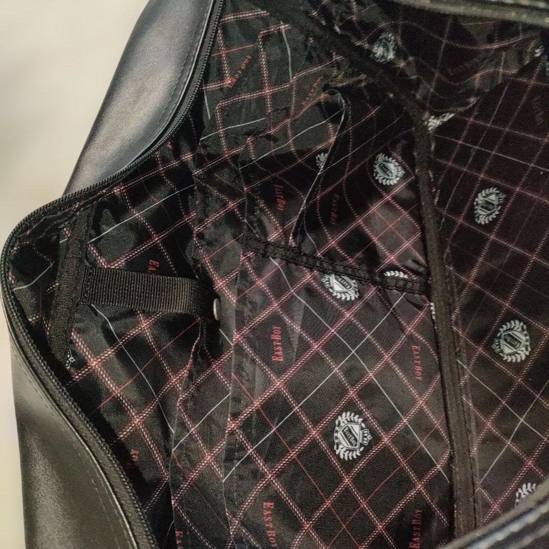 EAST BOY スクールバッグ 合皮 ブラック 赤女神 刺繍 スクバ