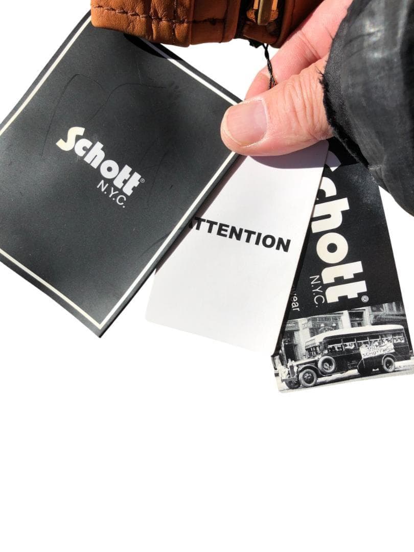 [訳あり] 新品 Schott シングルライダースレザージャケット ブラウン/L