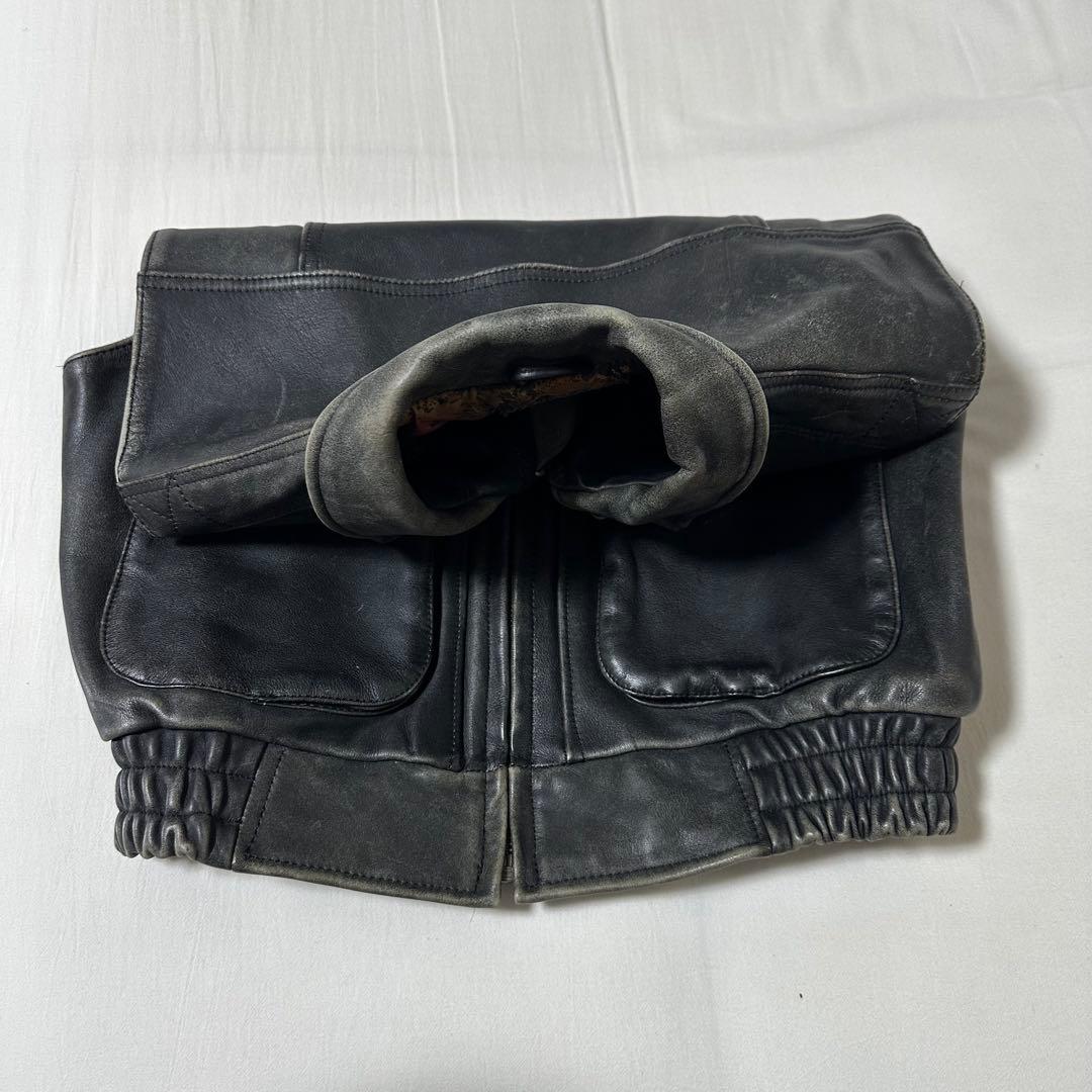 90s NANKAI ナンカイ 本革 レザー ベスト L 総柄 ナイスエジング