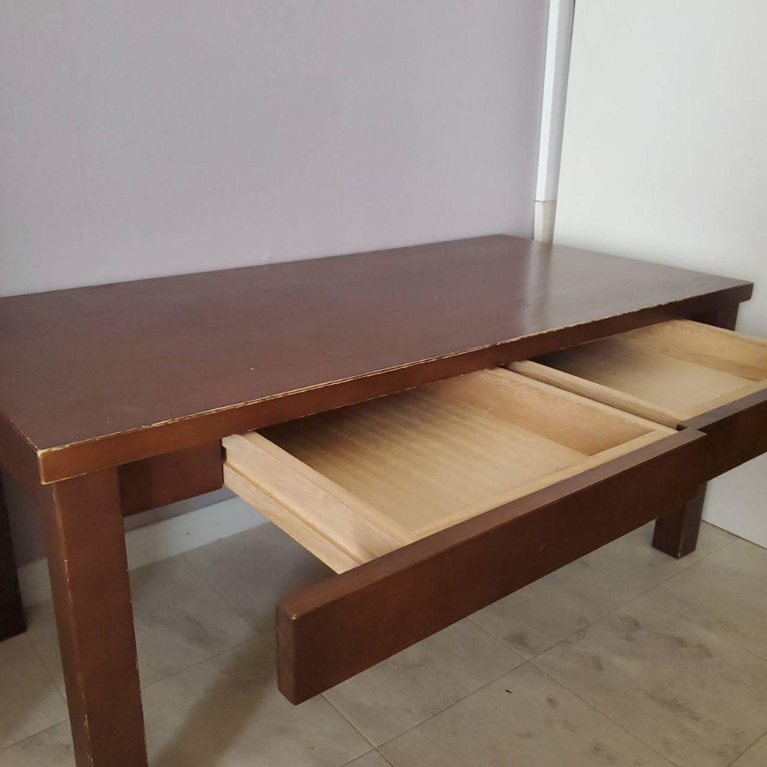 無印良品 MUJI 天然木 ローテーブル 引出し バーチ材 ブラウン 机 デスク