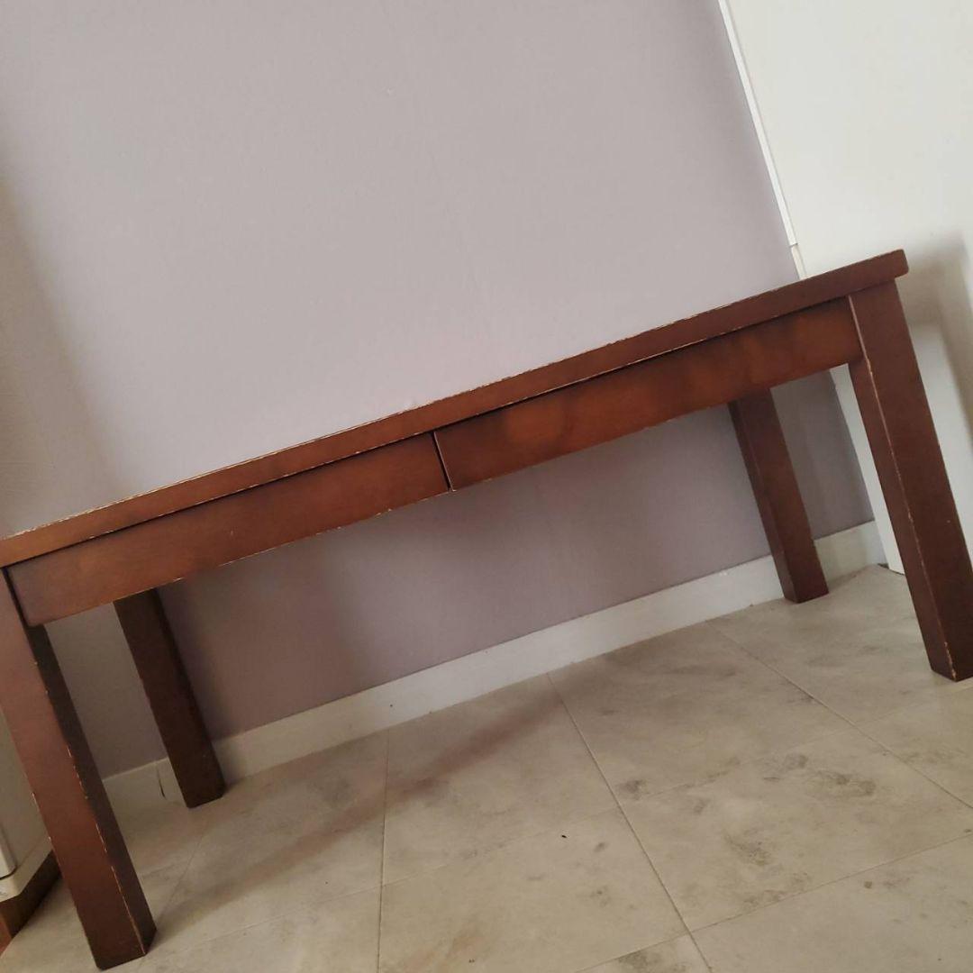 無印良品 MUJI 天然木 ローテーブル 引出し バーチ材 ブラウン 机 デスク