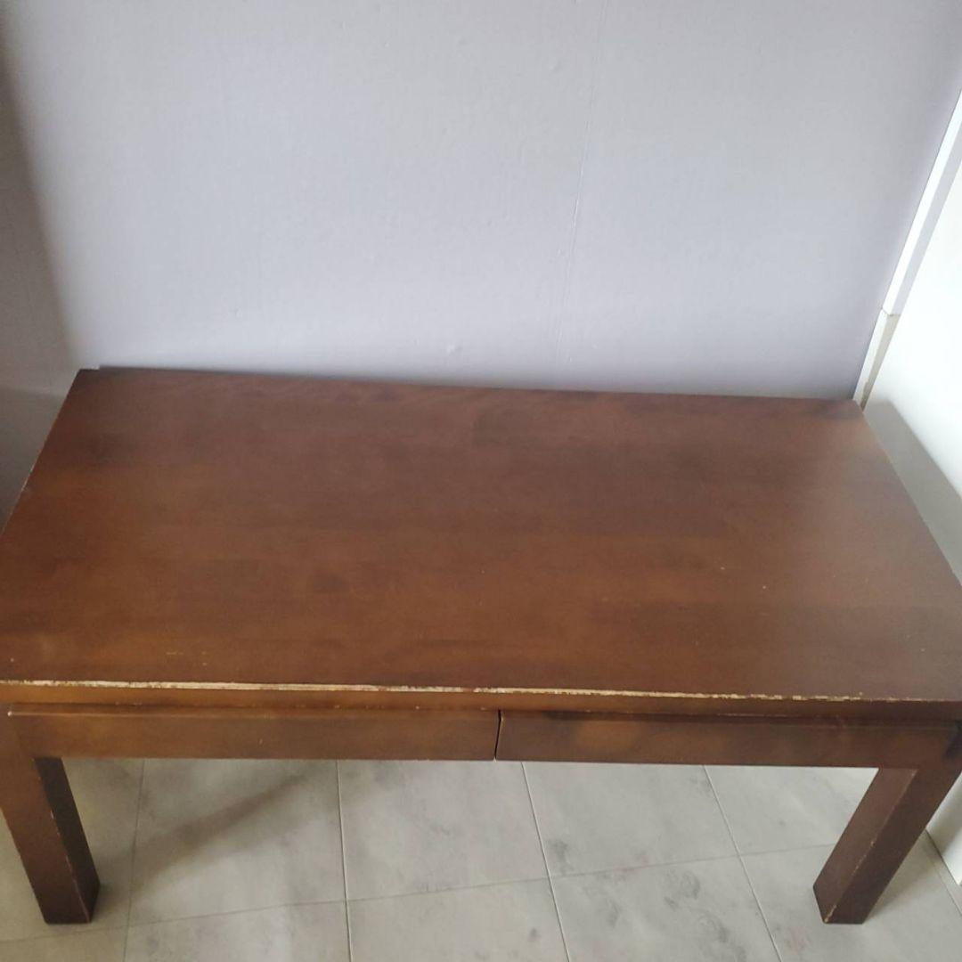 無印良品 MUJI 天然木 ローテーブル 引出し バーチ材 ブラウン 机 デスク