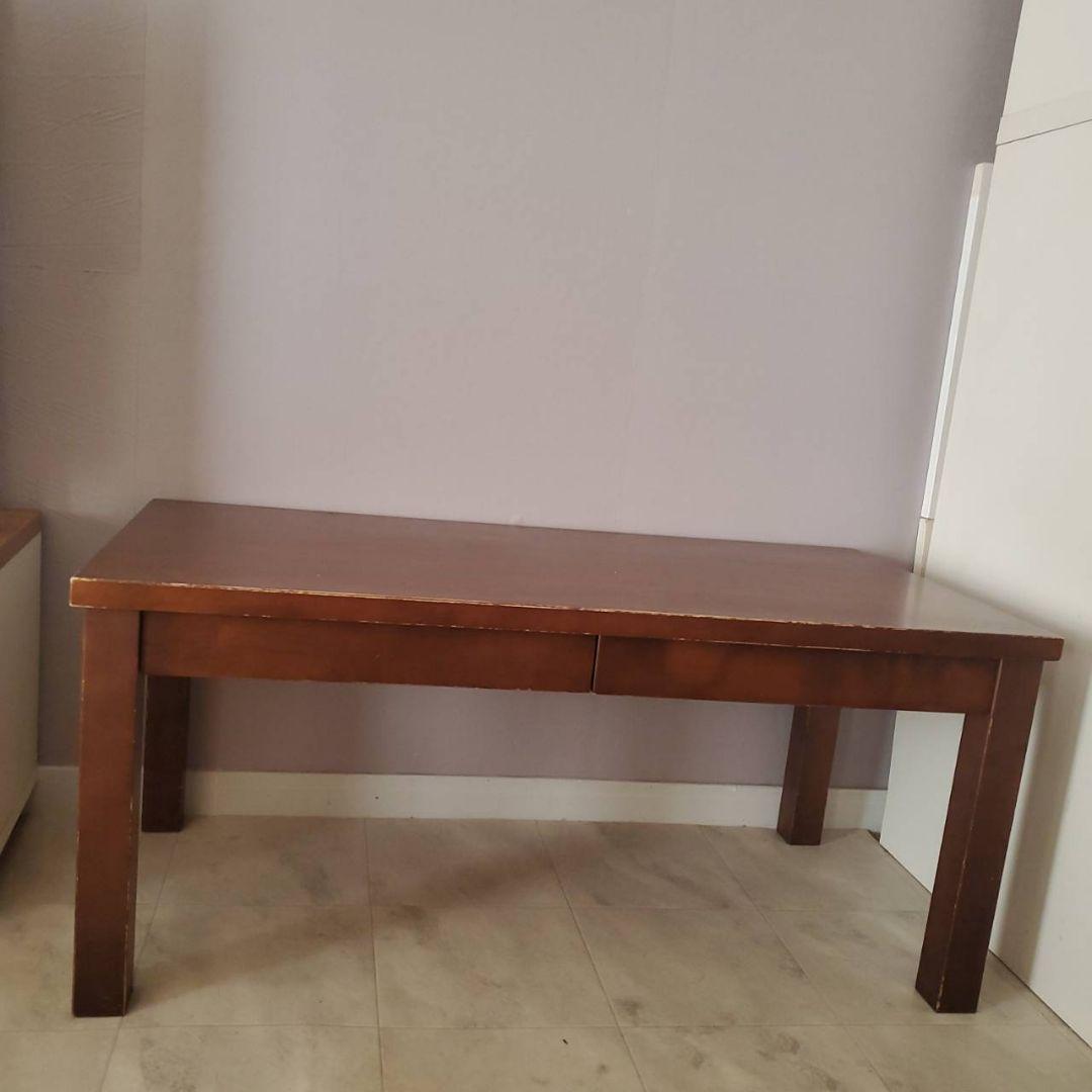 無印良品 MUJI 天然木 ローテーブル 引出し バーチ材 ブラウン 机 デスク