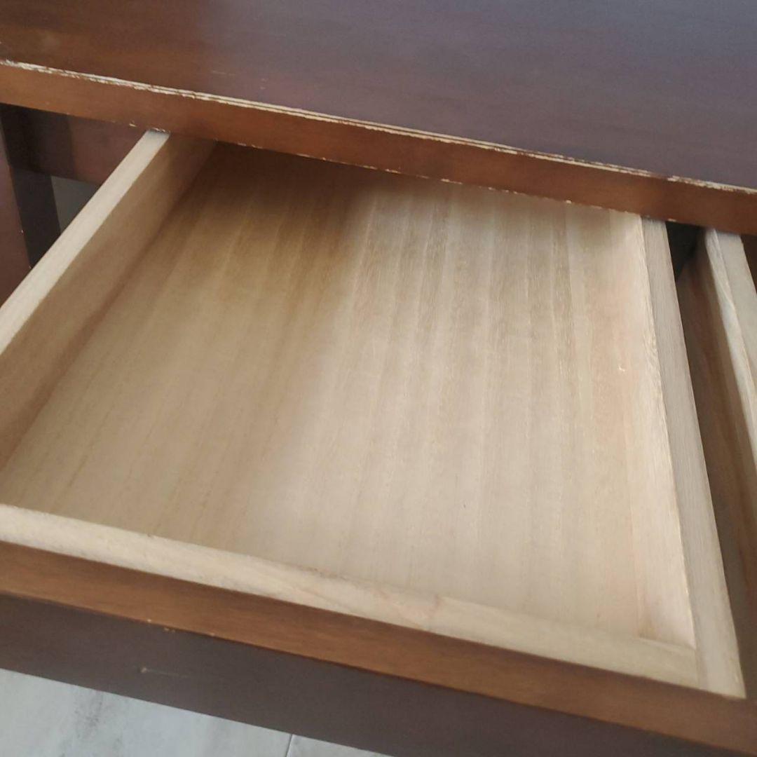 無印良品 MUJI 天然木 ローテーブル 引出し バーチ材 ブラウン 机 デスク