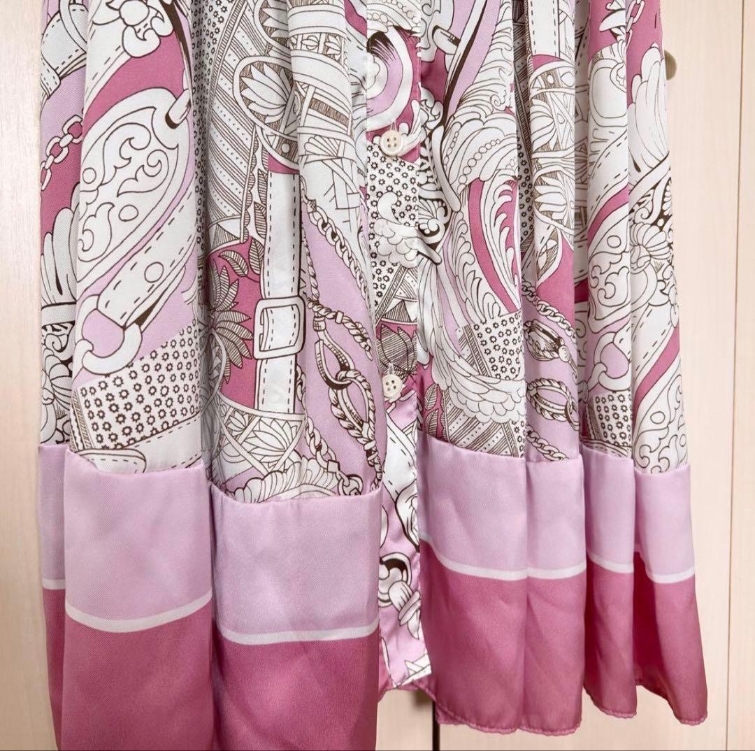 グレースクラス グレースコンチネンタル スカーフプリントシャツドレス 38 総柄