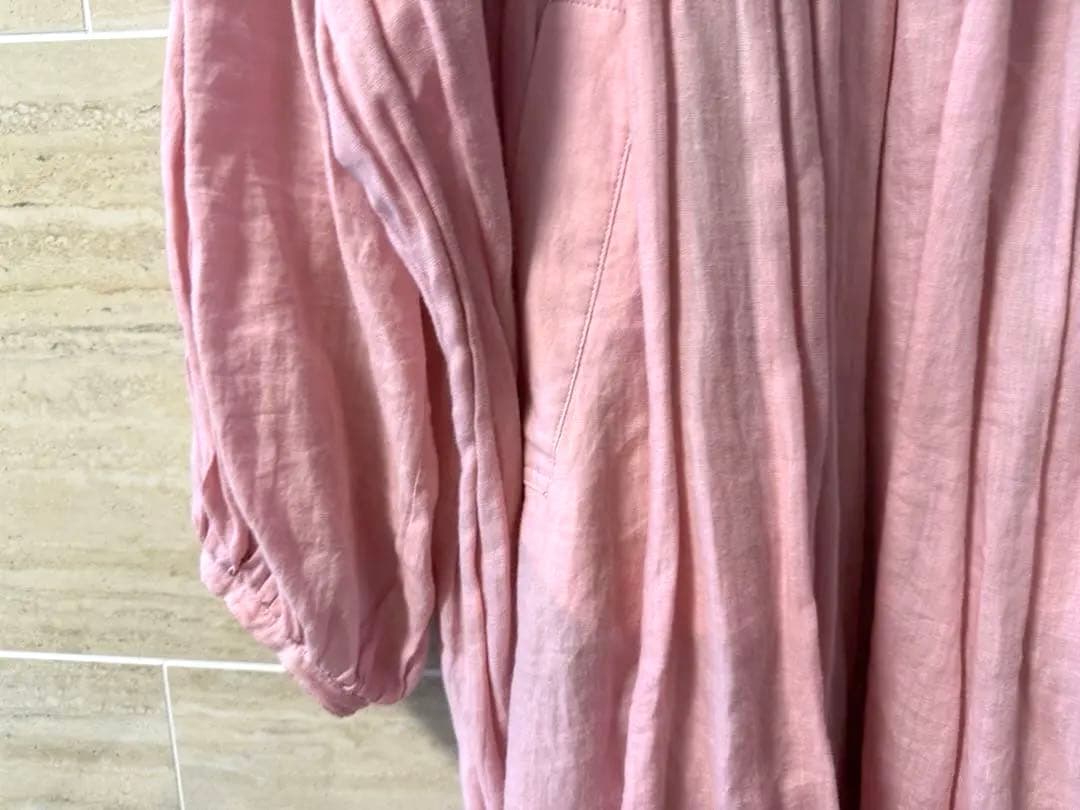 holiday コットンリネンスモックドレス