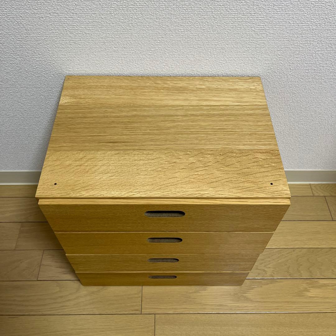 無印良品　スタッキングチェスト・引出し・4段／オーク材