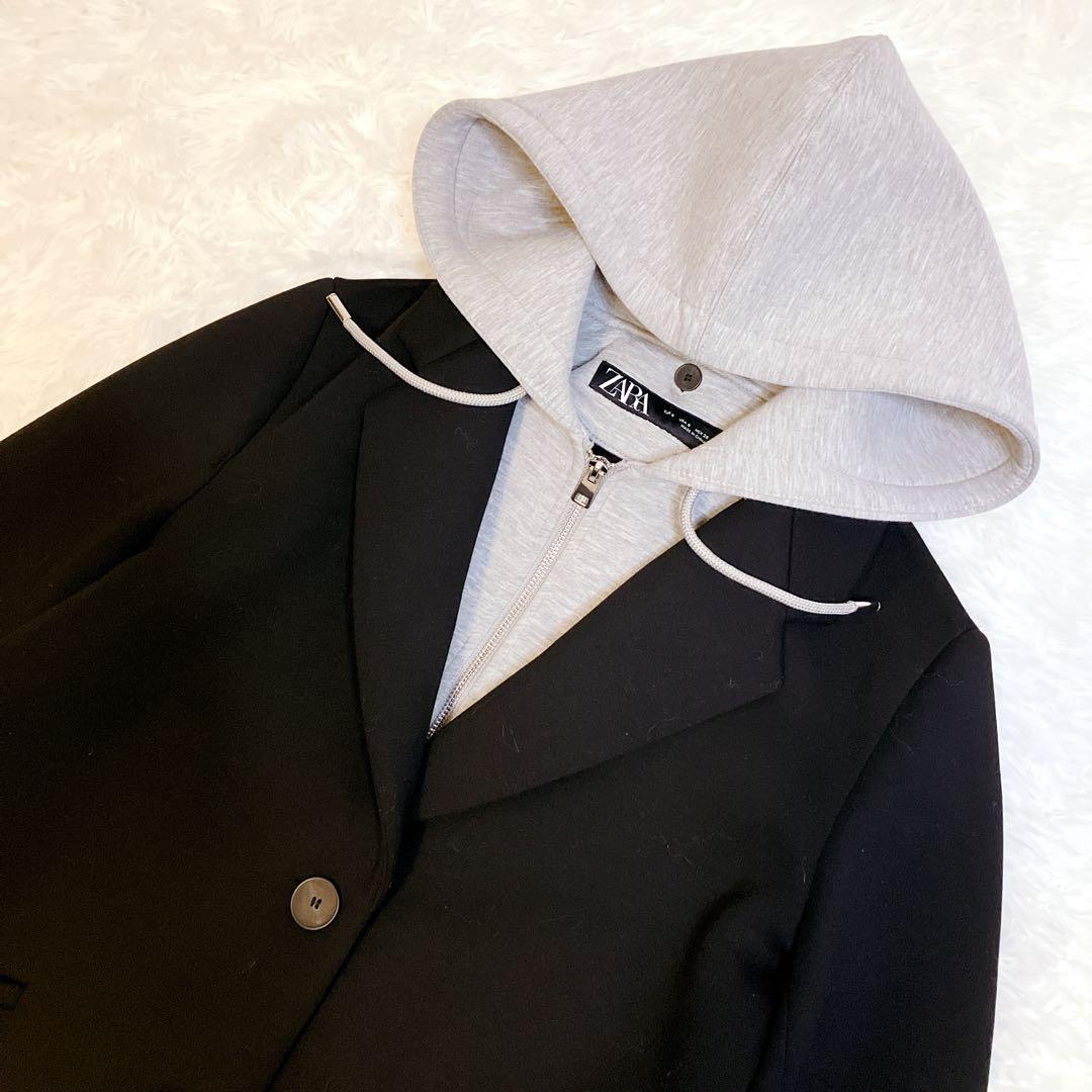 極美品✨ZARA デタッチャブルフード コントラストコート　S