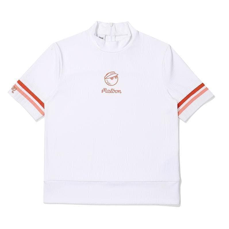 白M マルボンゴルフ モックネック シャツ Malbon Golf ハーフジップ