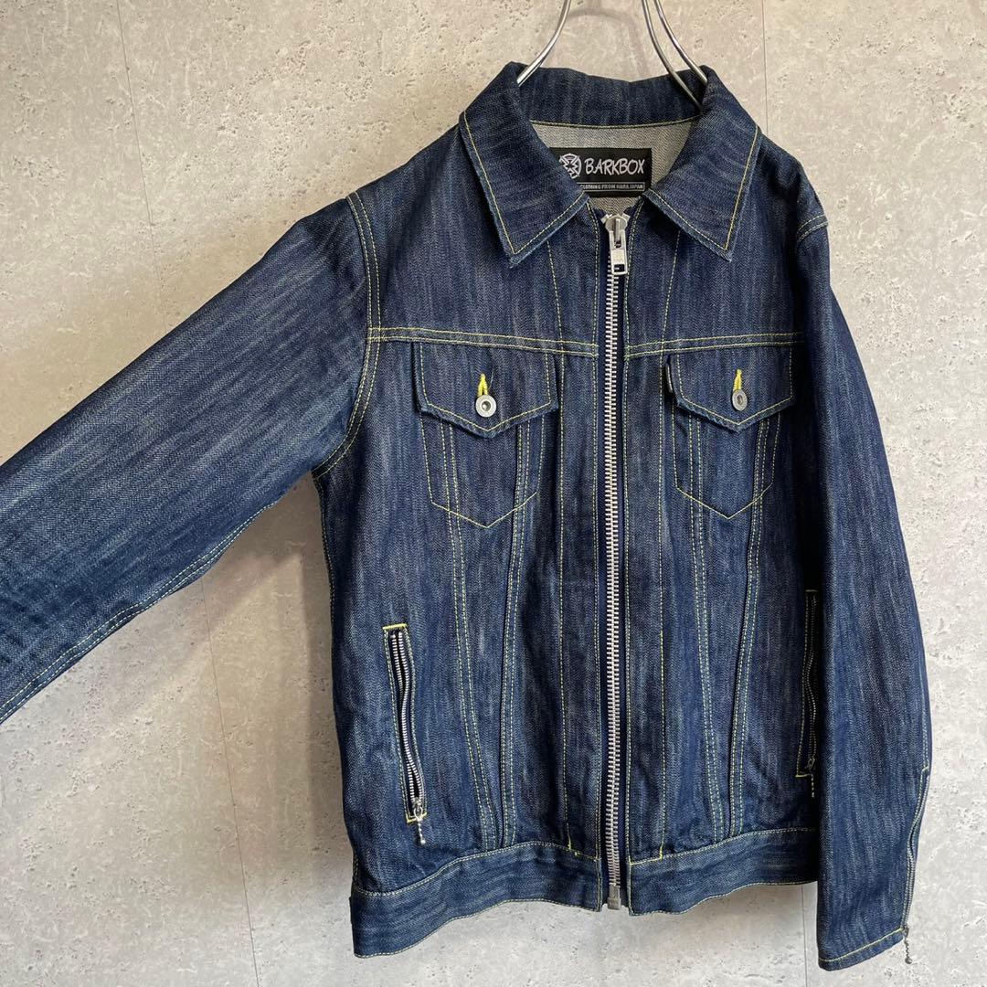 バークボックス フルジップ デニム ライダースジャケット 短丈 Mサイズ