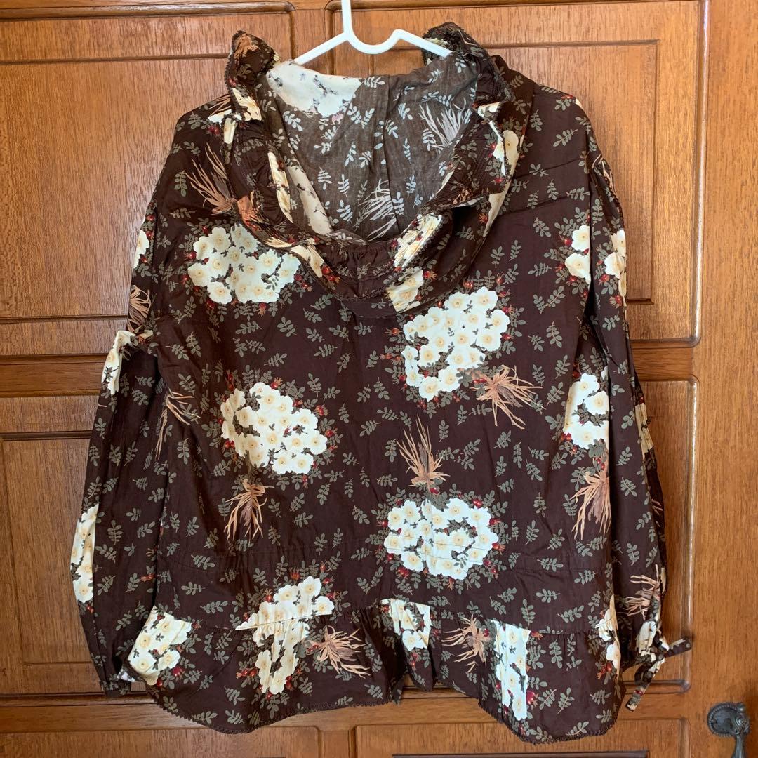 【ピンクハウス 】花柄ブラウン長袖フード付きトップス　美品