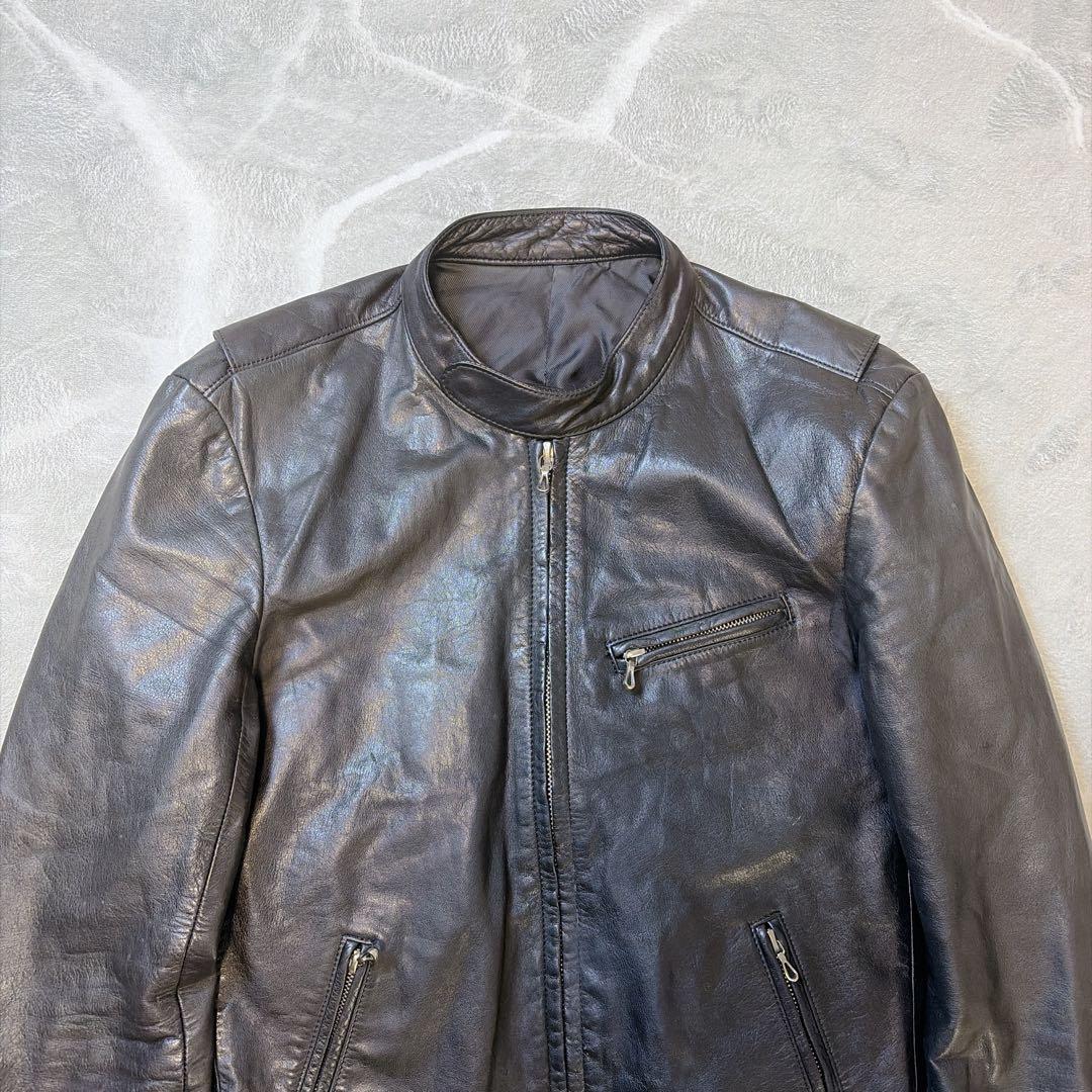 【美品】LITHIUM HOMME シングルライダース レザージャケット 46