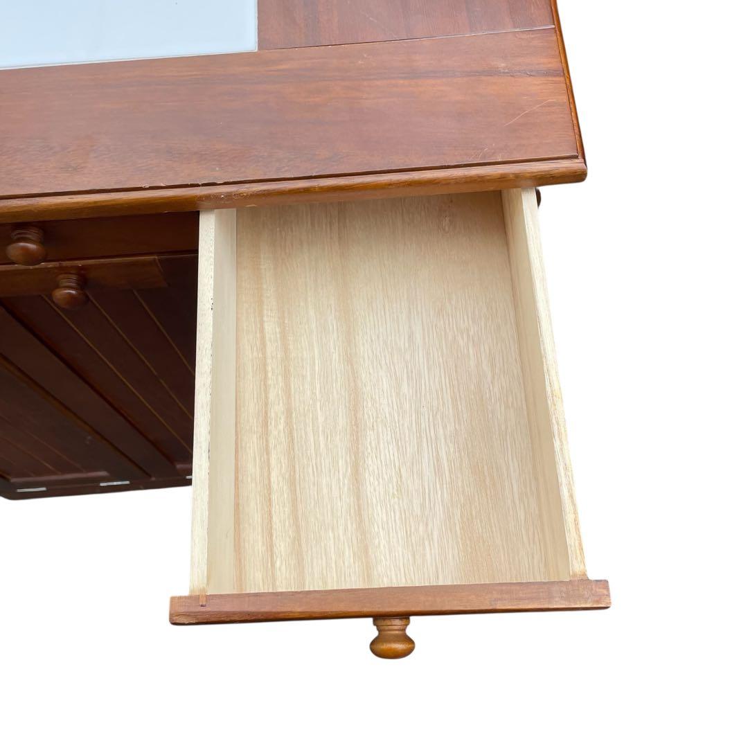 カントリー　キッチンカウンター ダストボックス 木製 キャスター付き　ゴミ箱付き