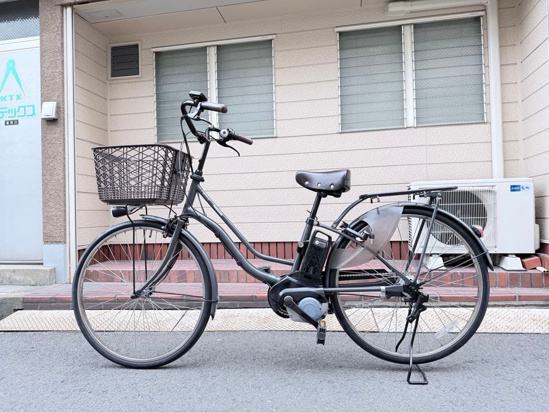 大阪府　パナソニック　電動アシスト自転車 グレー 前カゴ付き