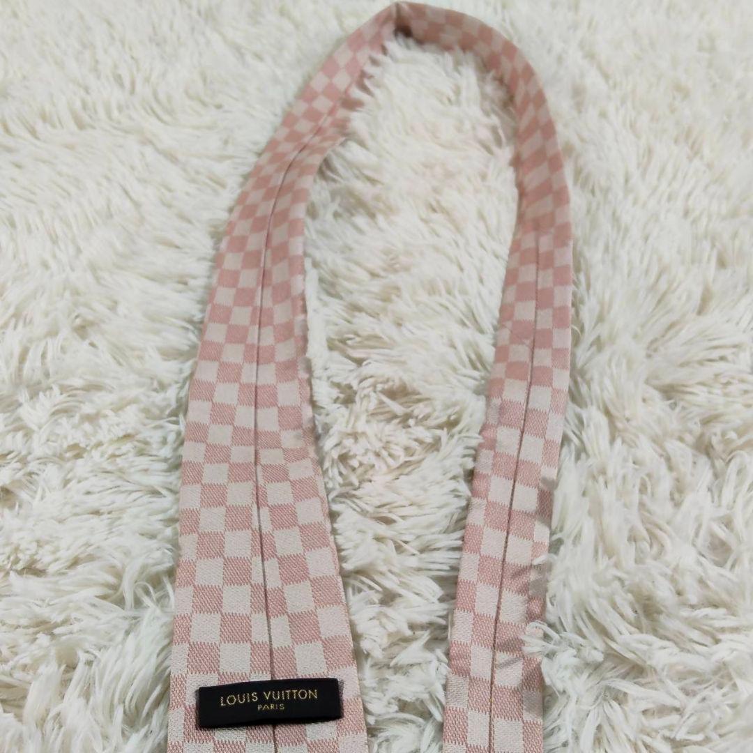 Louis Vuitton ルイヴィトン ダミエ総柄 シルクネクタイ ピンク