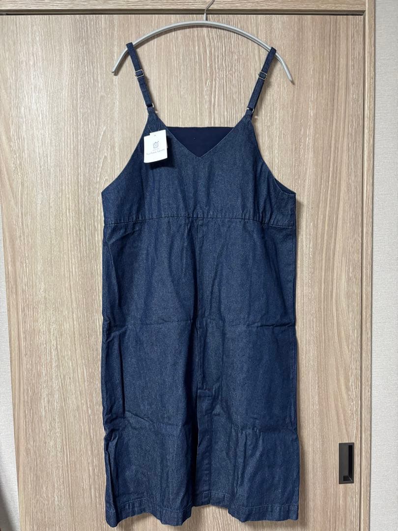 【新品未使用】栗原はるみ エプロンワンピース 濃紺 ジャンパースカート
