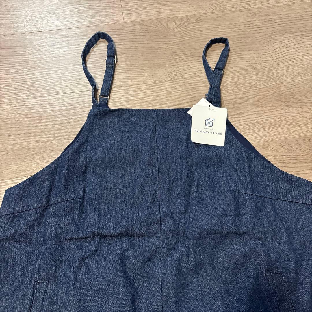 【新品未使用】栗原はるみ エプロンワンピース 濃紺 ジャンパースカート