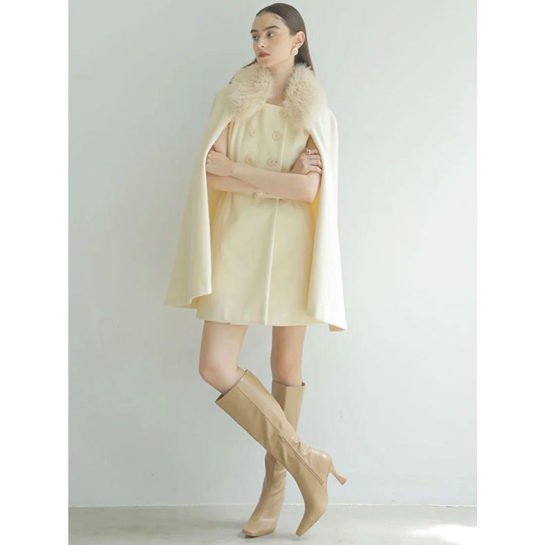 エイミーイストワール　ファーカラーマントコート　ベルト付