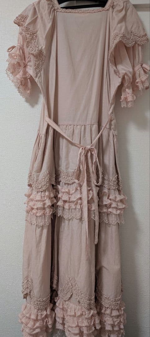 美品　ピンクハウス　フロッキー　ドットチュール使いワンピース