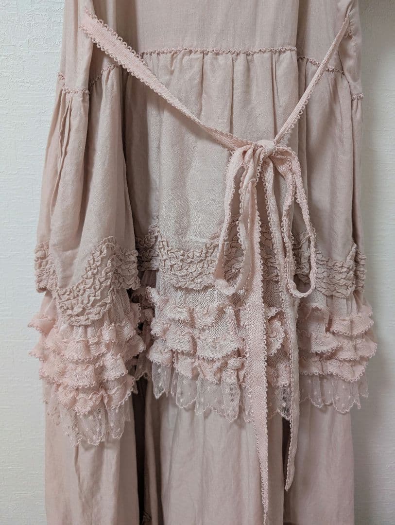 美品　ピンクハウス　フロッキー　ドットチュール使いワンピース